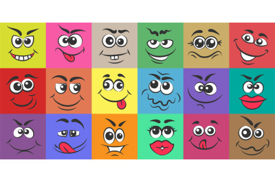 Cartoon doodle face expressions