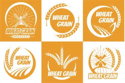 Wheat grain emblem set