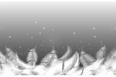 Realistic falling feathers background