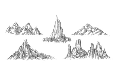 Hand drawn mountains landscape