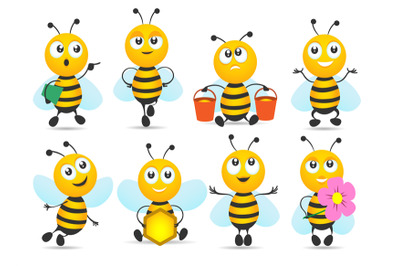 Cartoon honey bee mascot collection