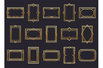 Golden art deco line frames