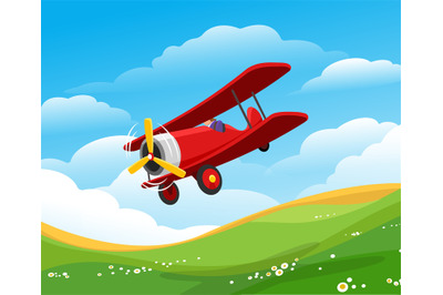 Cartoon flying airplane