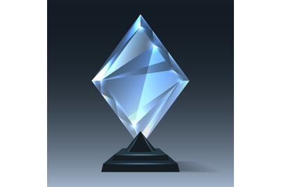 Realistic crystal trophy on transparent