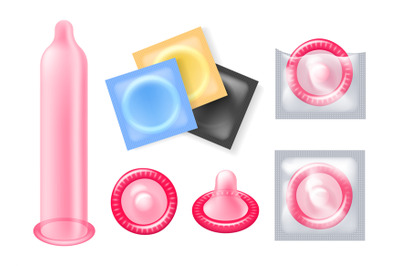 Condom icons set