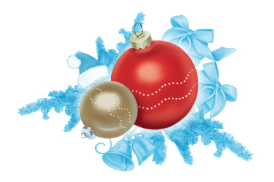 christmas elements hand painting vector