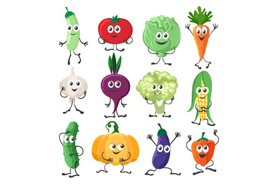 Vegetables characters set