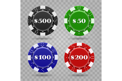 Casino chips on transparent background