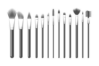 Makeup brushes kit sketch