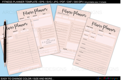 Fitness planner printable template