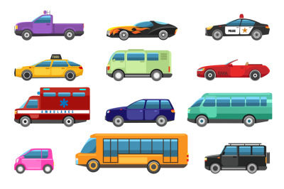 Bus and cars design objects