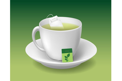 Realistic green tea cup