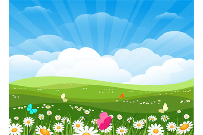 Spring flowers meadow landscape