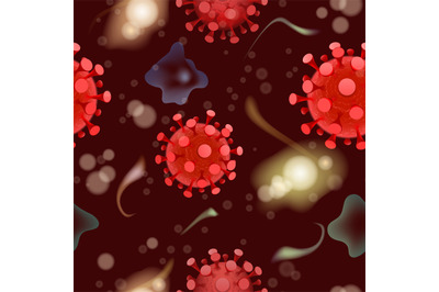 Virus and bacteria seamless pattern