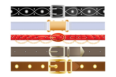 Leather belts with metal buckles