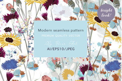 Modern rustic vector floral seamless pattern