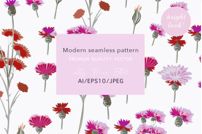 Modern rustic vector floral seamless pattern