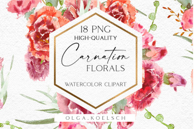 Watercolor carnation clipart,  Dusty pink carnation for Mother&#039;s day