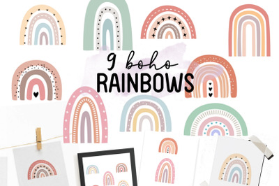 Boho Rainbow SVG cut file-Rainbow Illustrations