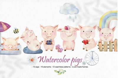 Watercolor pigs.