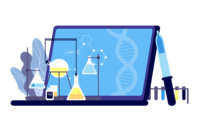 Clinical research. Pharmaceutical tests illustration. Science and medi