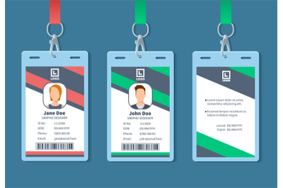 Id card. Corporate event staff badges&2C; identity employee name label. C