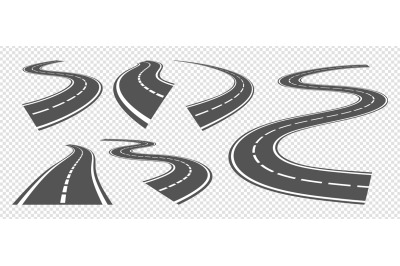 Bending roads. Driving asphalt strip road, curve highway or turn pathw