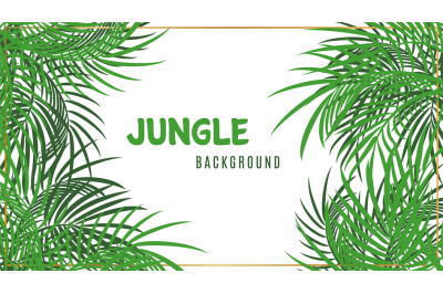 Jungle background. Green tropical palm leaves backdrop. Vector poster