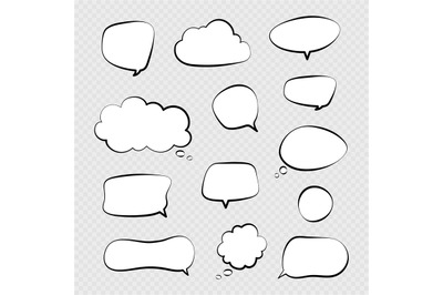 Speech bubbles. Comic talking bubble&2C; dialogue or thinking cloud. Isol