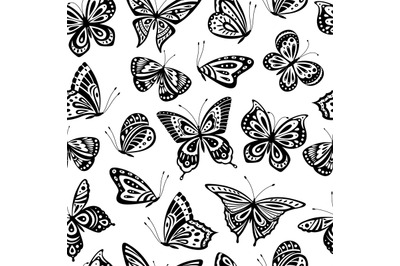 Butterflies pattern. Romantic flying butterfly seamless texture. Abstr