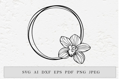 Wreath with orchid flowers, Cut file, SVG, DXF, PNG