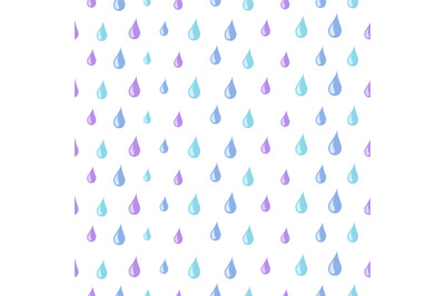 Drops pattern. Rain water seamless texture. Isolated cute blue raindro