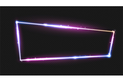 Glow frame. Neon lighting rectangle background. Night club border, abs