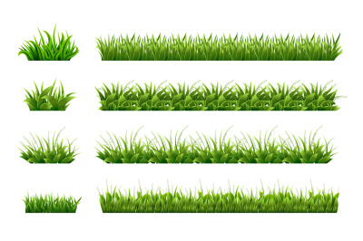 Green grass border. Landscaped lawns, meadows clipart. Isolated organi