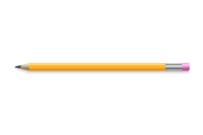 Realistic pencil. Isolated yellow wood graphic tool for school or coll