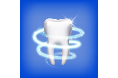 Realistic tooth. Isolated shining 3d teeth. Dental health care, clean