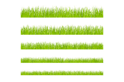 Green grass. Landscaped lawns, meadows border clipart. Isolated organi