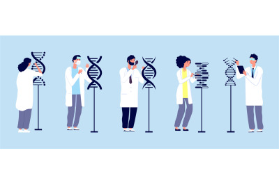 DNA research. Scientists studying molecules. Human structure&2C; genetic