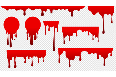 Dripping blood. Red stain paint. Flow drops, fluid stripes background.