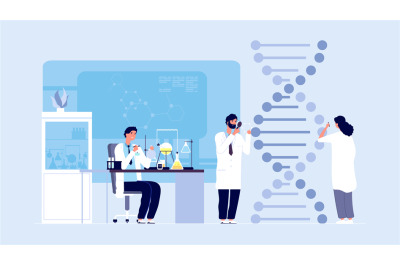Genetic science. DNA molecule laboratory research, gene structure info