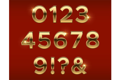Golden numbers. Gold 3d figures, stylish celebrating font. Anniversary
