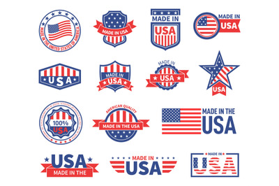 American labels. Made in usa seal badges design. Patriotic logo or sta