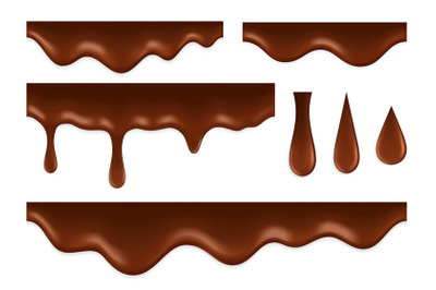 Dripping chocolate. Liquid syrup, foods delicious sauce. 3d current ca