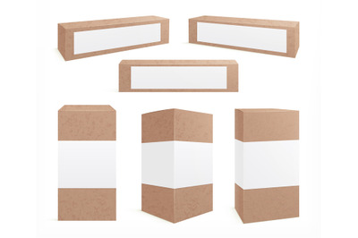 Craft carton boxes. Standing brown pack. Cookie box&2C; paper packaging d