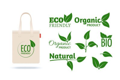 Eco friendly shopping bag. Realistic textile pack mockup for organic s