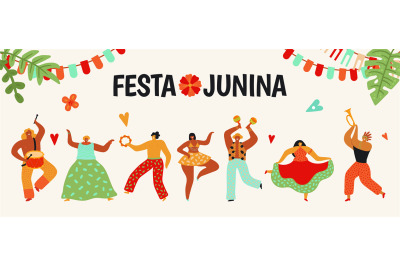 Festa Junina. Tradition brazil party. Dancing carnaval, latin june cel