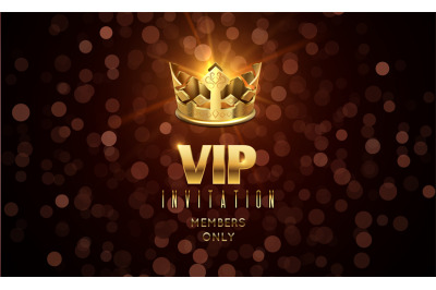 Gold crown background. Blurred glow effect&2C; VIP invitation with golden