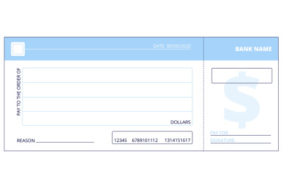 Blank check template. Business cheque book design. Bank checking, empt