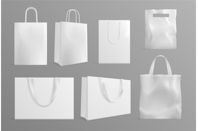 Eco bag mockup. Realistic canvas paper handbags. Modern material or co