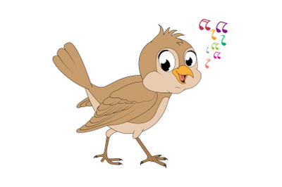 cute nightingale bird animal cartoon